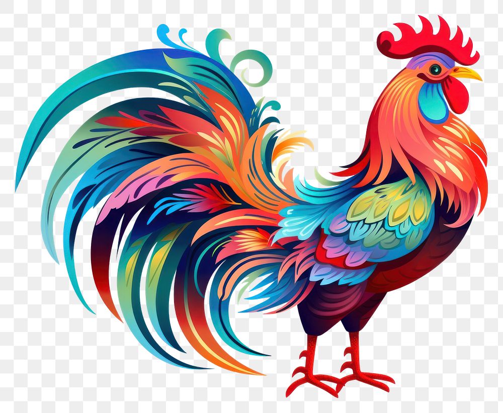 PNG Rooster illustration cartoon chicken poultry animal. AI generated Image by rawpixel.