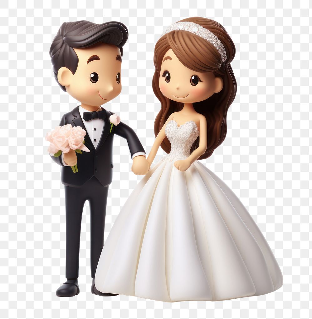 PNG Wedding couple cheers figurine fashion dress. AI generated Image by rawpixel.