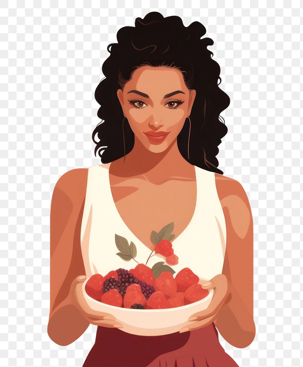 PNG Beuatiful woman holding portrait adult berry. AI generated Image by rawpixel.