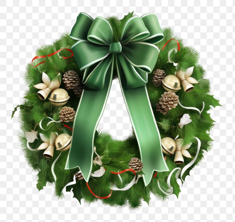 PNG Christmas wreath ribbon green celebration. AI generated Image by rawpixel.