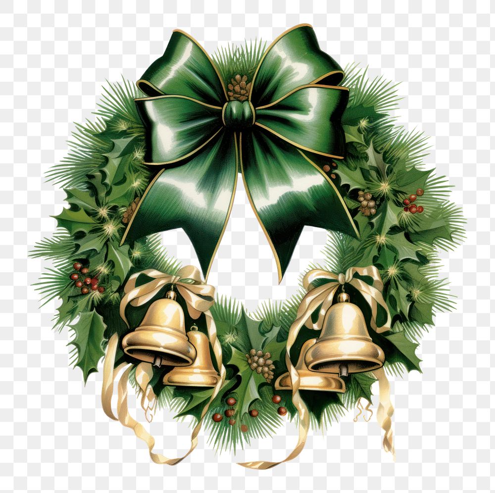 PNG Christmas wreath ribbon green white background. AI generated Image by rawpixel.