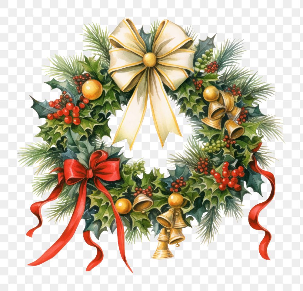 PNG Christmas wreath ribbon plant | Free PNG - rawpixel