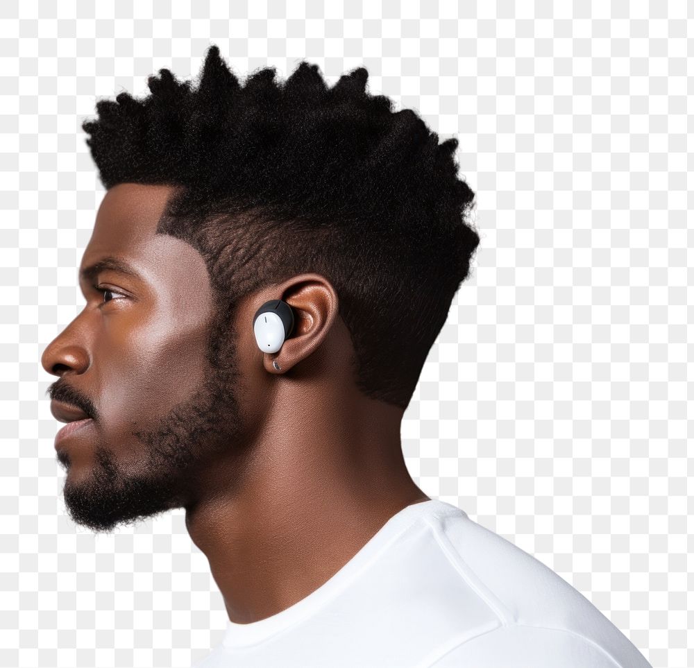 PNG Earbuds adult man individuality. AI generated Image by rawpixel.