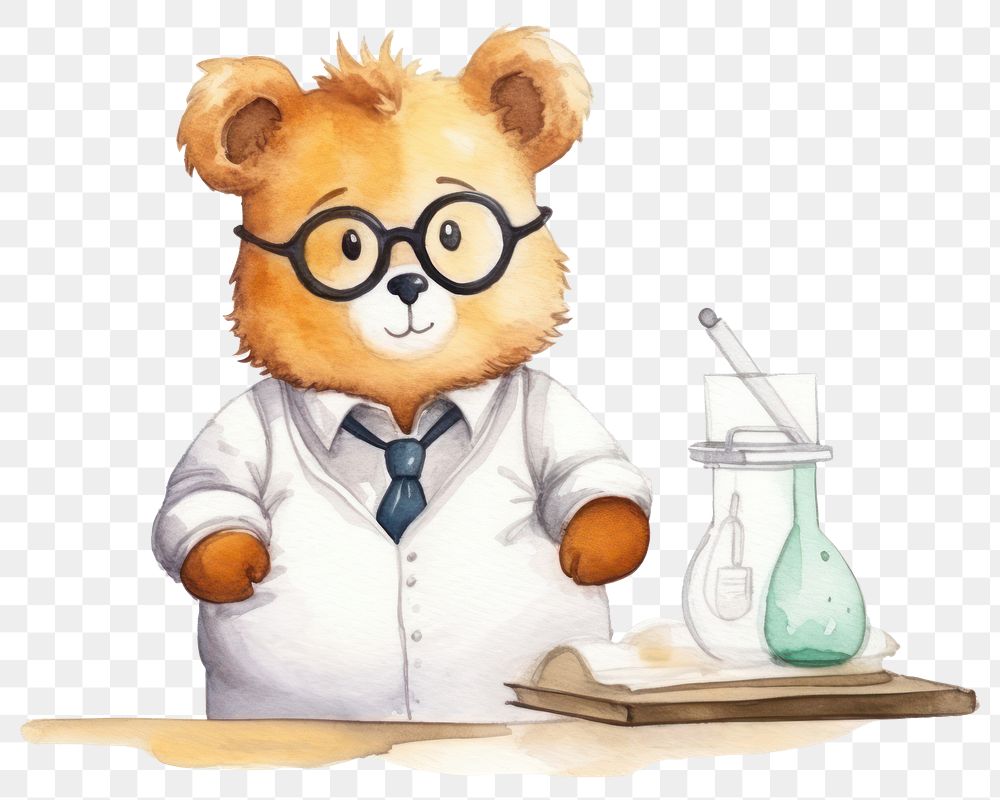 PNG Scientist glasses hamster cartoon. 