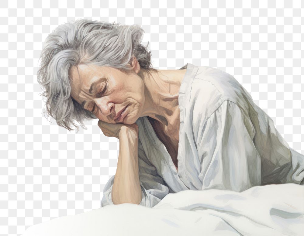 PNG Sad mature woman portrait drawing adult. AI generated Image by rawpixel.