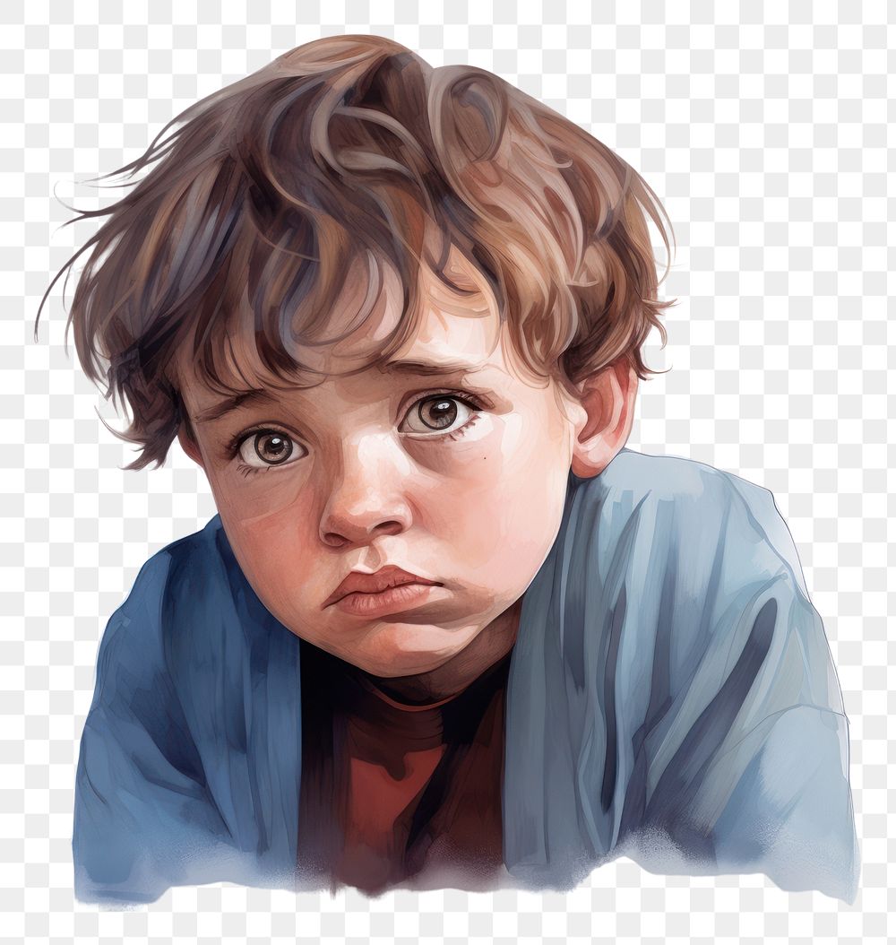 PNG Sad kid portrait drawing baby. AI generated Image by rawpixel.