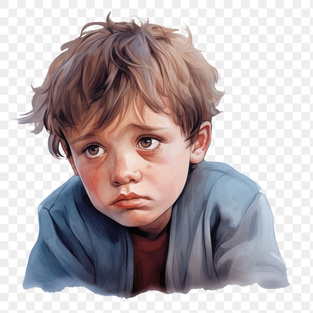 PNG Sad kid portrait baby disappointment. AI generated Image by rawpixel.