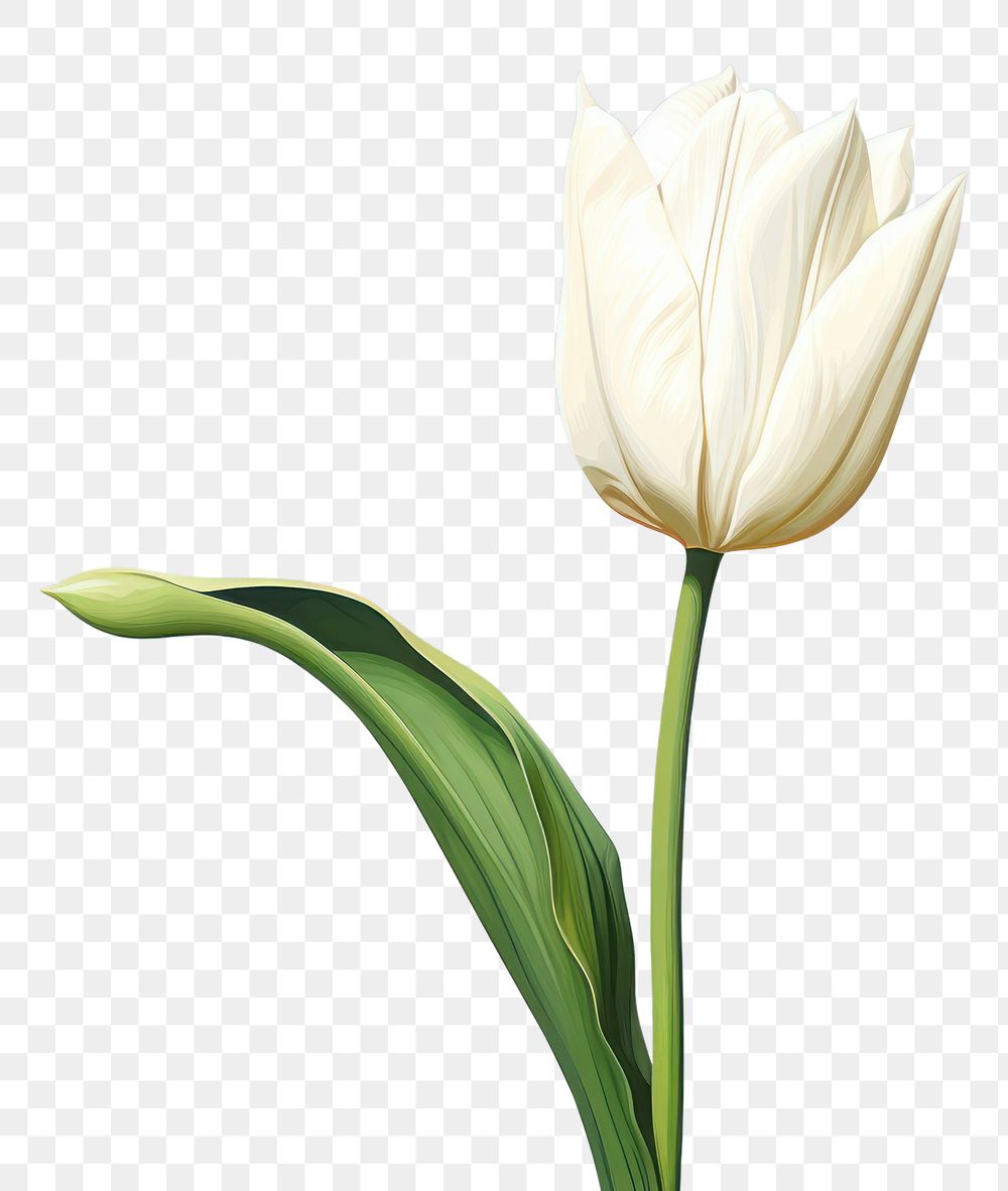 PNG Whie tulip flower plant inflorescence. AI generated Image by rawpixel.