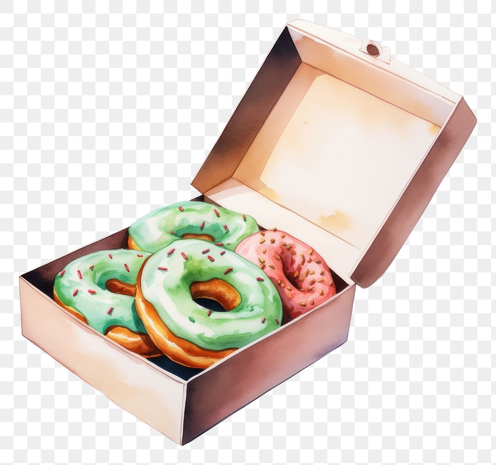 PNG Donut box green food. AI generated Image by rawpixel.