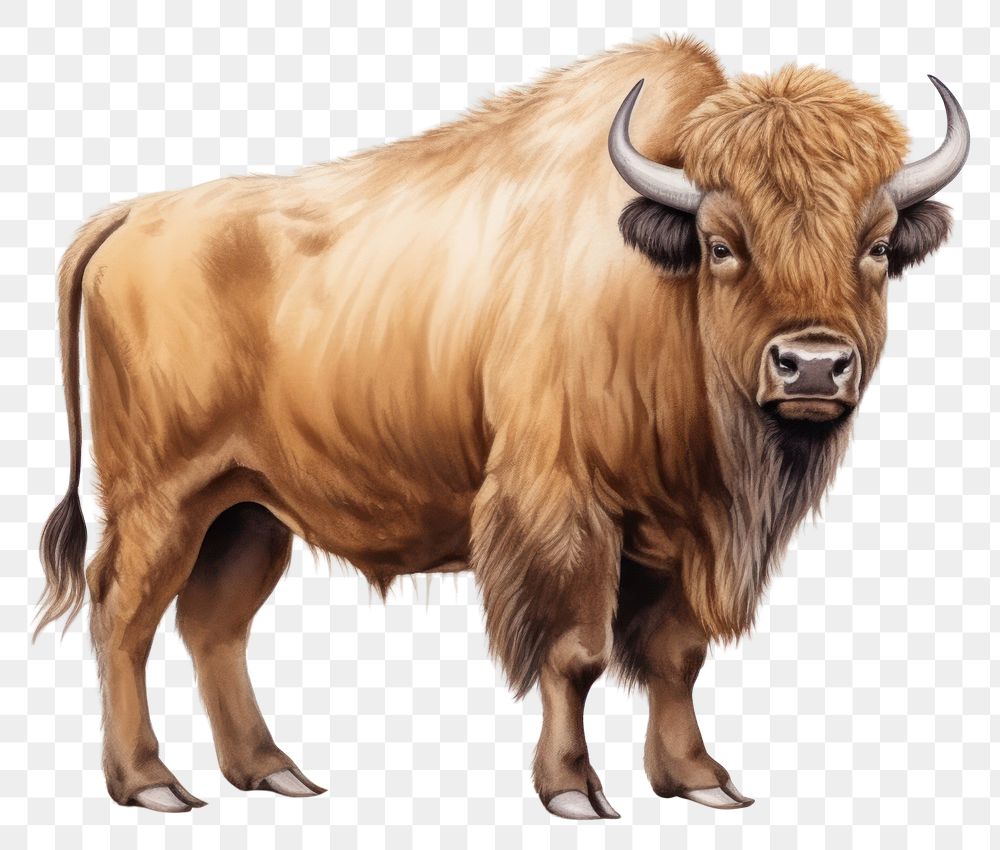 PNG Livestock wildlife cartoon buffalo. AI generated Image by rawpixel.