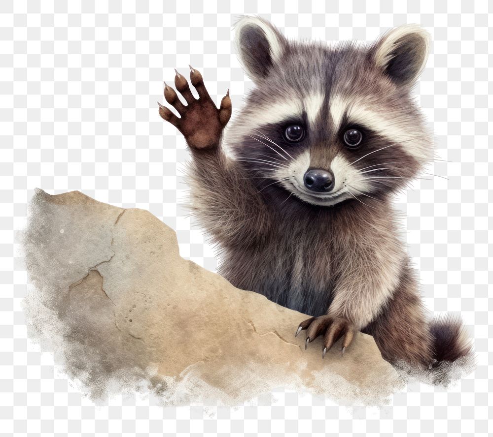 PNG Raccoon showing a rock gesture cartoon animal mammal. AI generated Image by rawpixel.