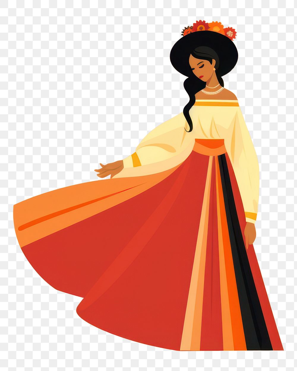 PNG Woman wearing Mexican fashion adult dress. AI generated Image by rawpixel.