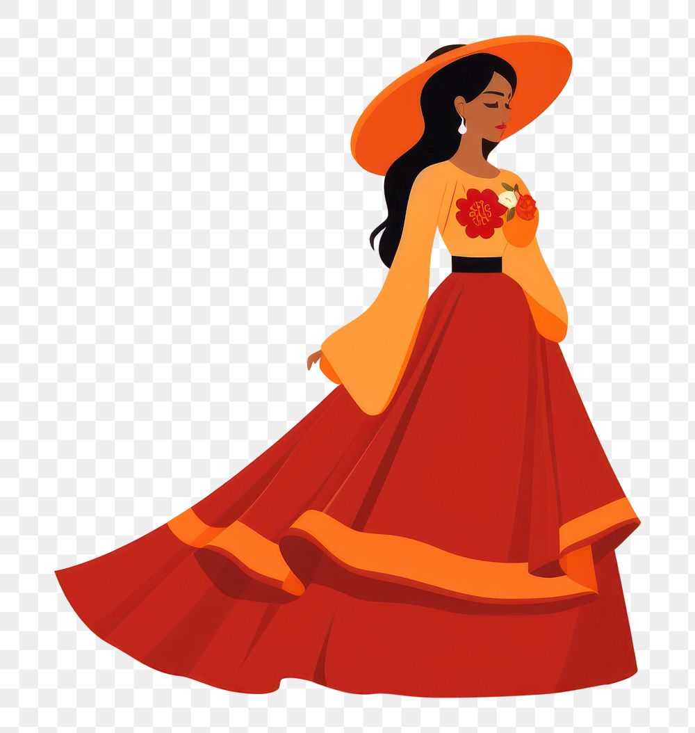 PNG Woman wearing Mexican cartoon dancing adult. AI generated Image by rawpixel.