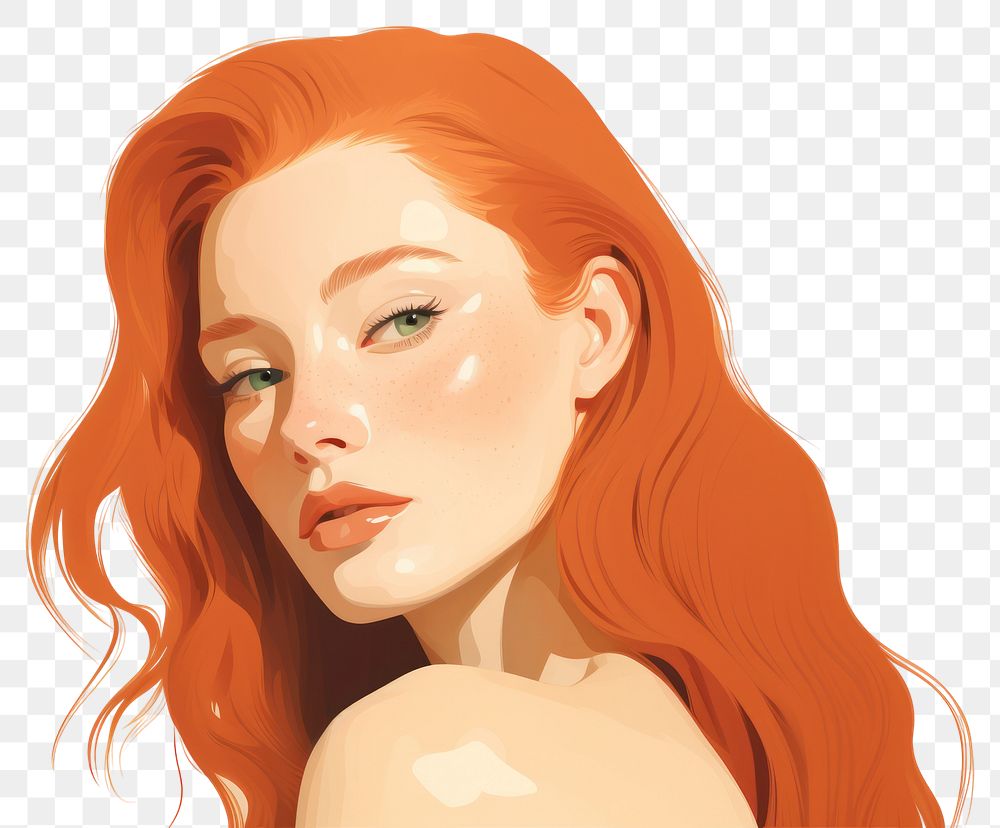 PNG Ginger women portrait sketch adult. AI generated Image by rawpixel.