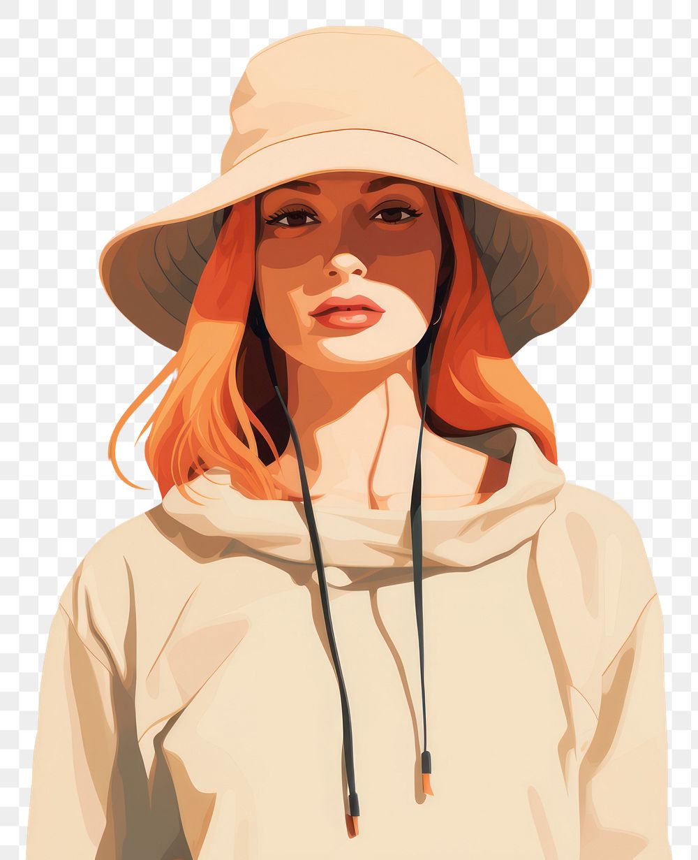 PNG Ginger female portrait adult hat. AI generated Image by rawpixel.