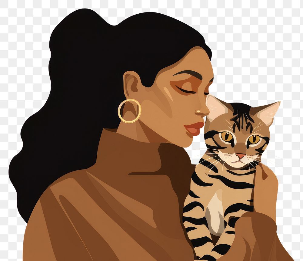 PNG Woman holding a Bengal cat portrait animal mammal. AI generated Image by rawpixel.