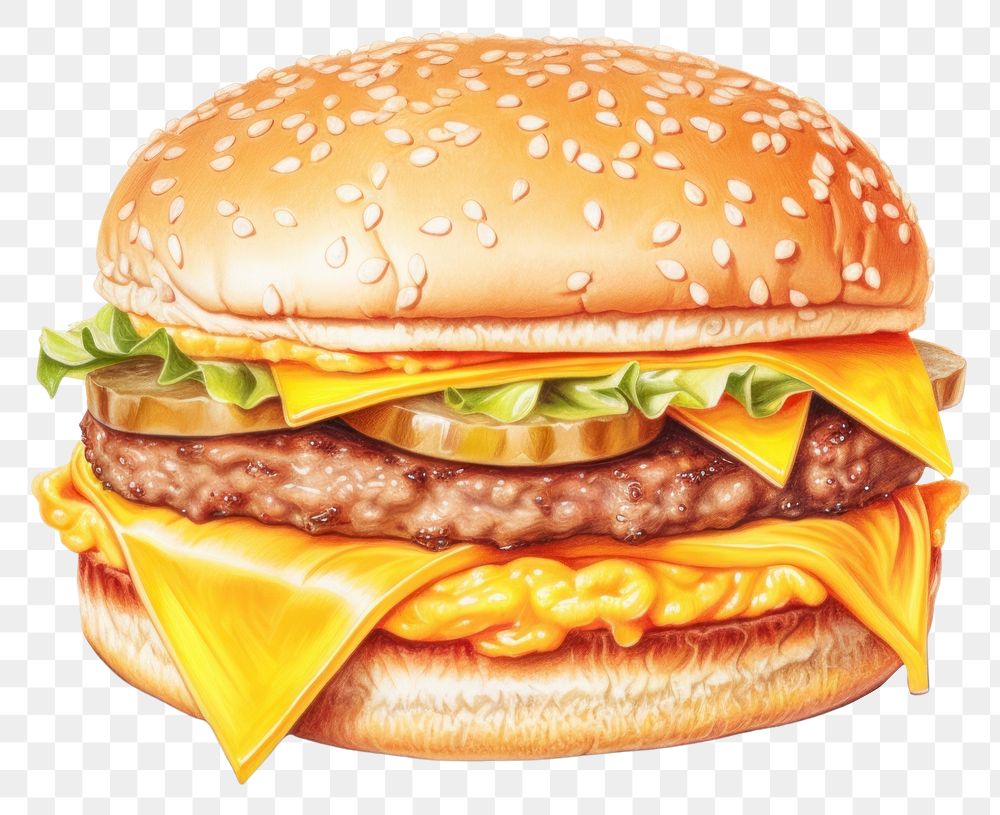 PNG Food cheese white background hamburger. 