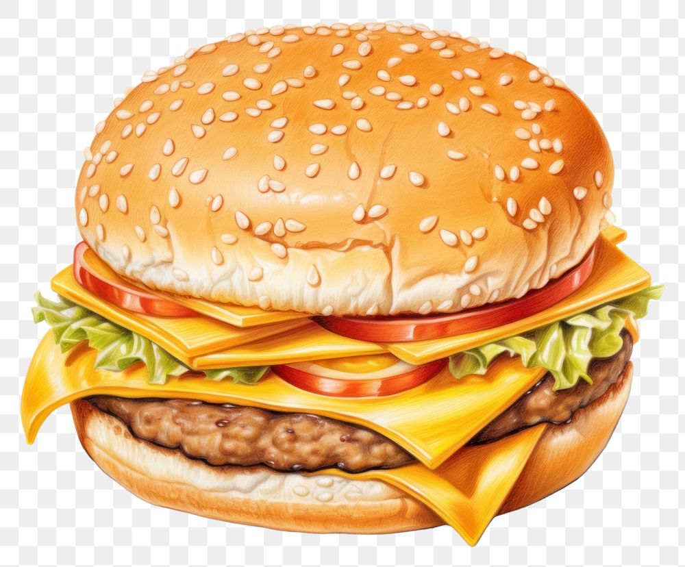 PNG Food cheese white background hamburger. 