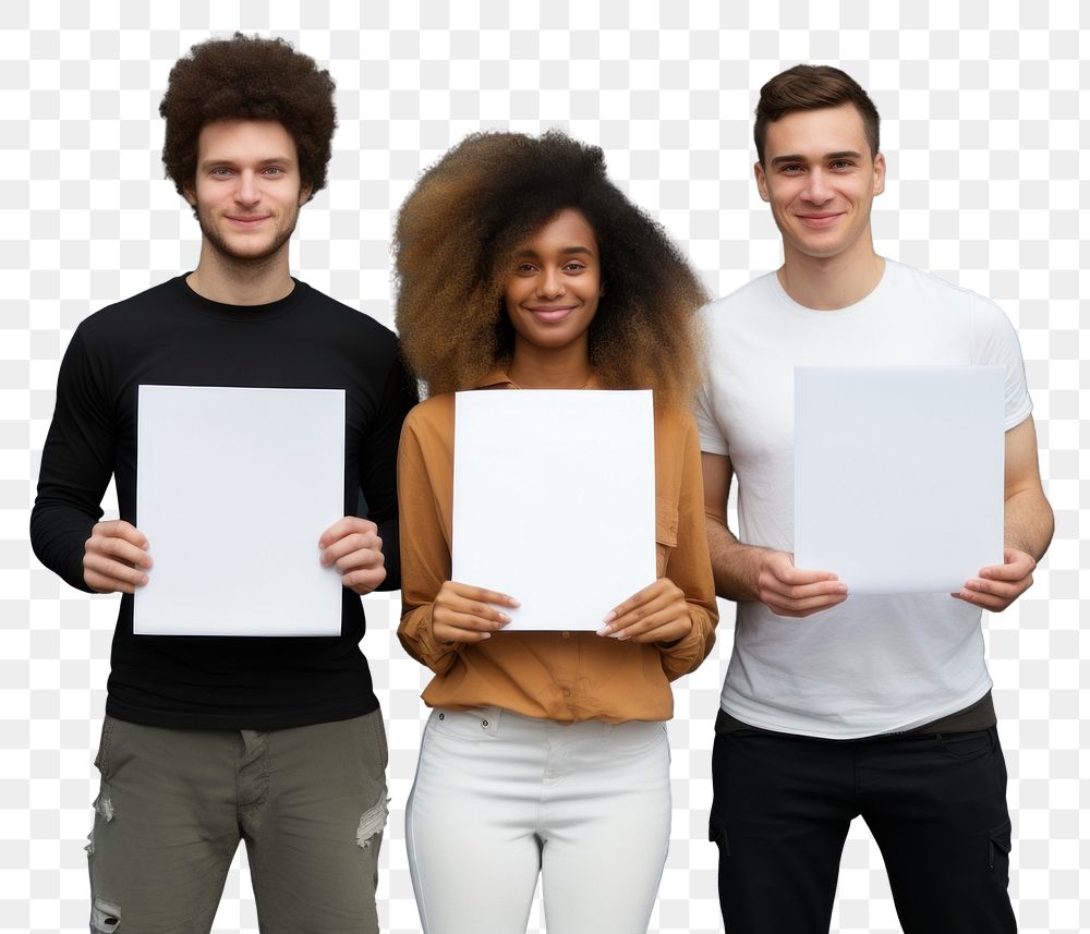 PNG Volunteers holding paper portrait adult photo. AI generated Image by rawpixel.