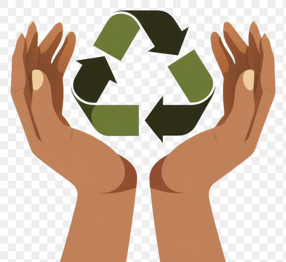 PNG Hand holding recycle logo technology recycling circle. AI generated Image by rawpixel.