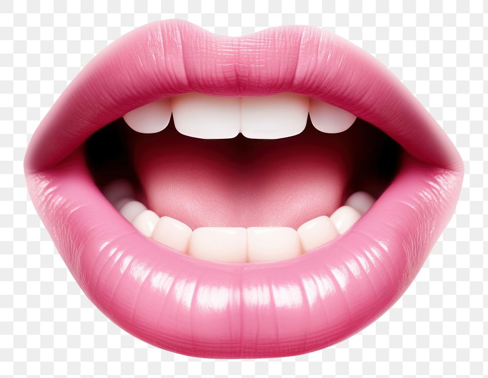 PNG Open mouth lipstick teeth pink. AI generated Image by rawpixel.
