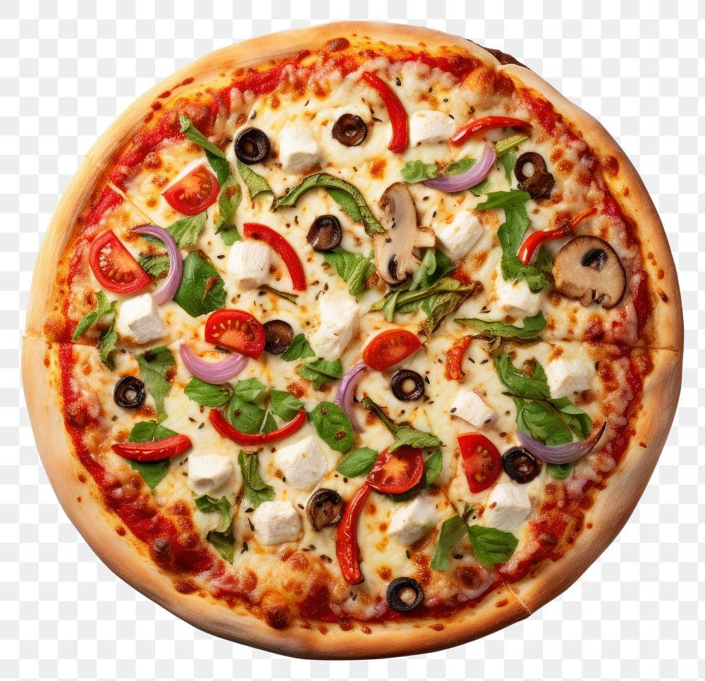 PNG Vegetarian pizza food white background mozzarella