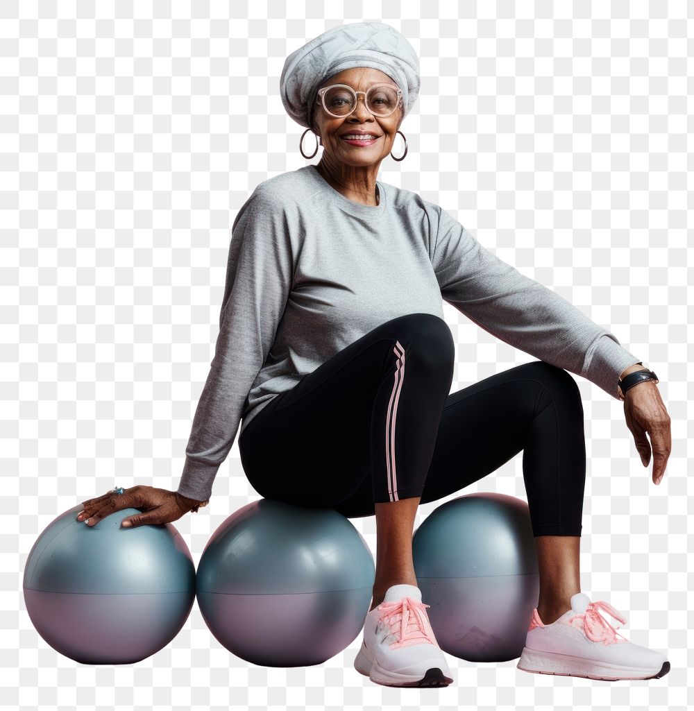 PNG Sportswoman sitting adult ball. AI generated Image by rawpixel.