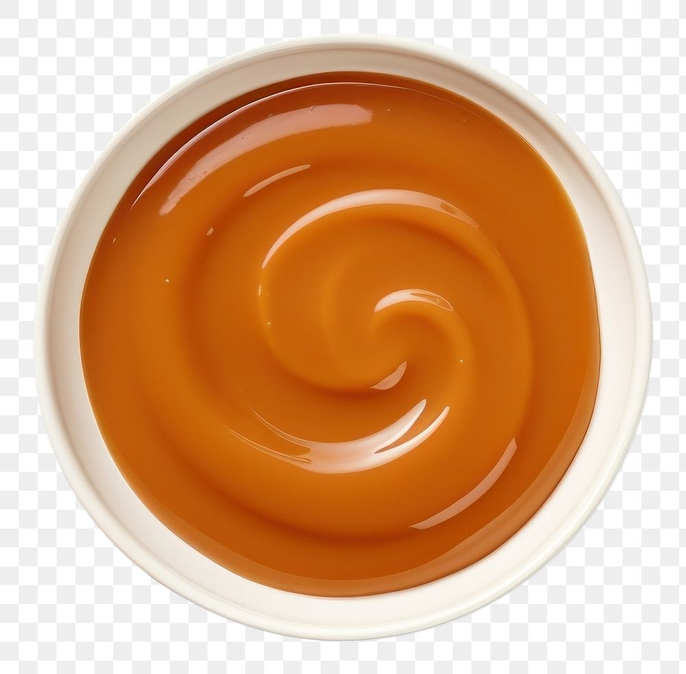 PNG Caramel sauce bowl white background freshness. AI generated Image by rawpixel.
