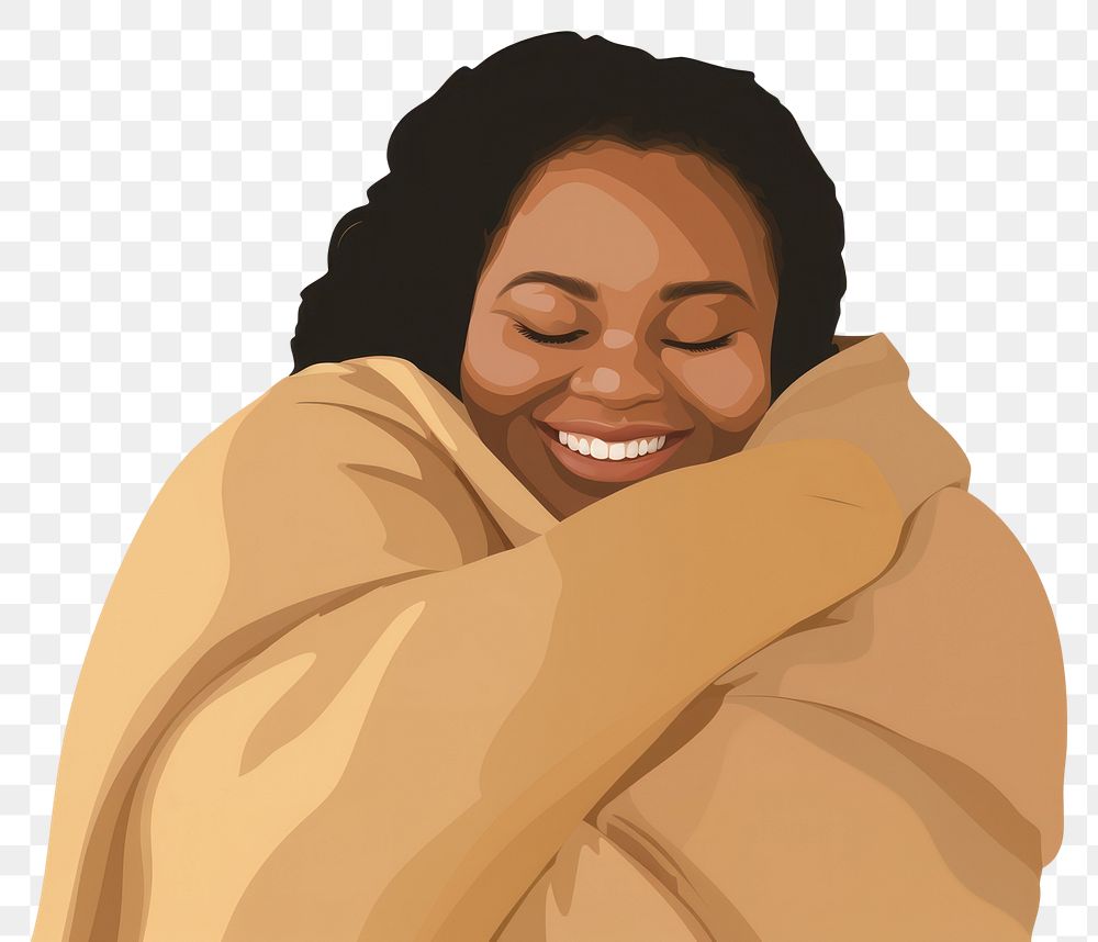 PNG Black chubby woman portrait smiling hugging. 