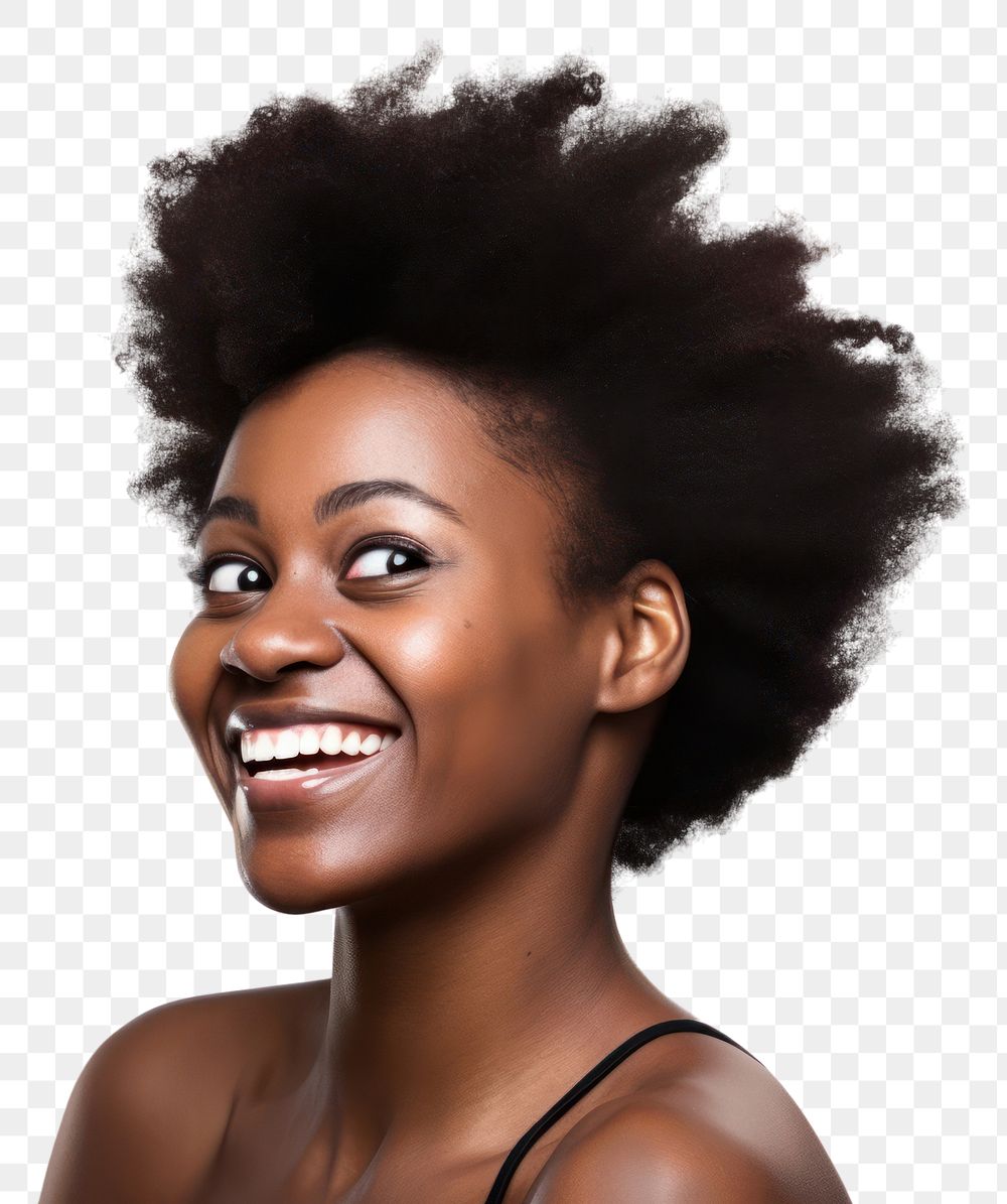 PNG African American portrait laughing female. AI generated Image by rawpixel.