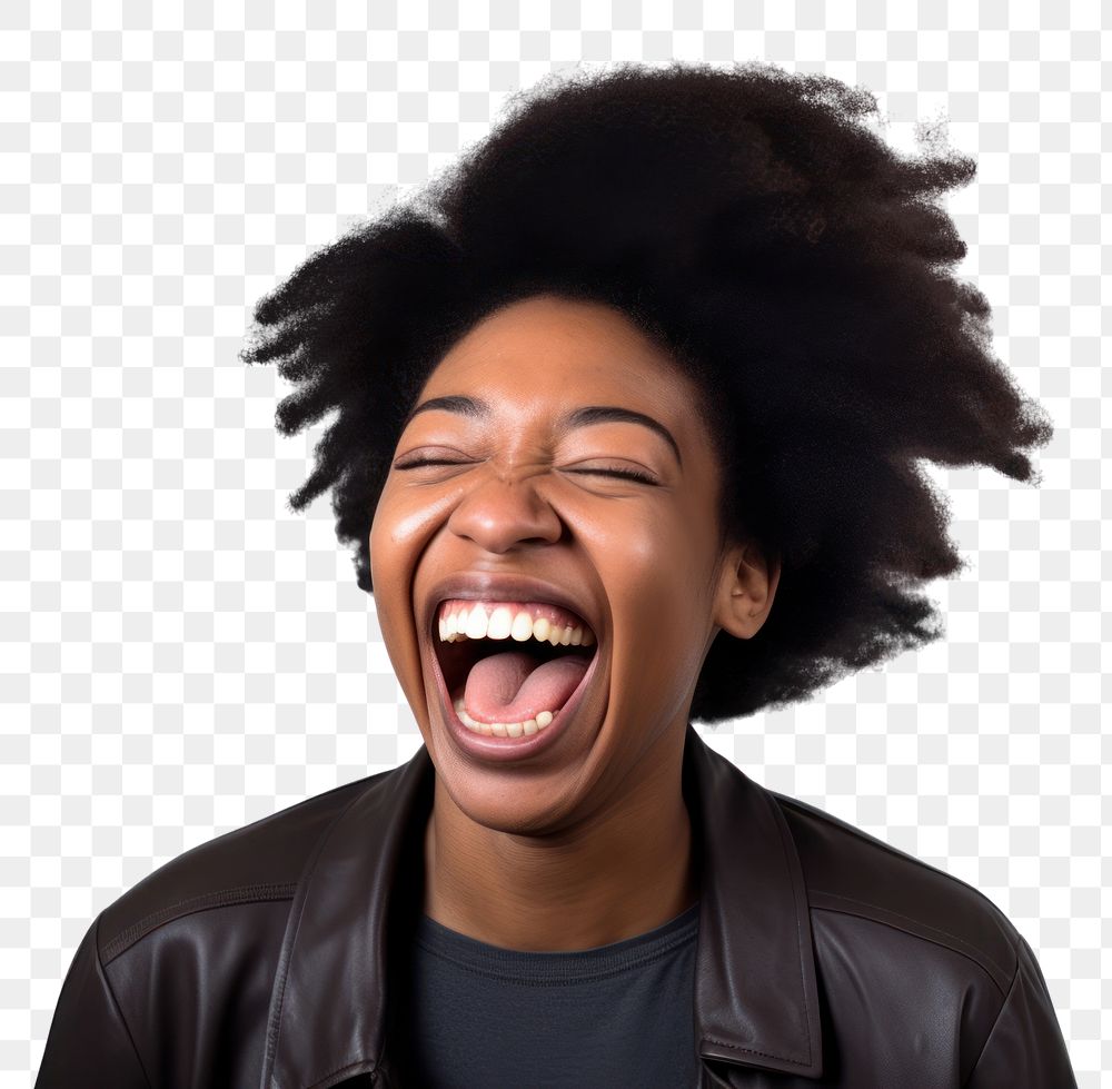 PNG African American laughing portrait female. AI generated Image by rawpixel.