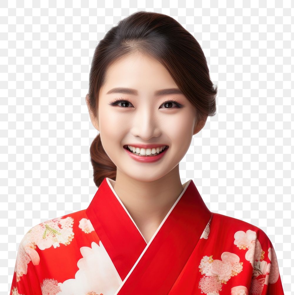 PNG Cheerful kimono adult smile. 