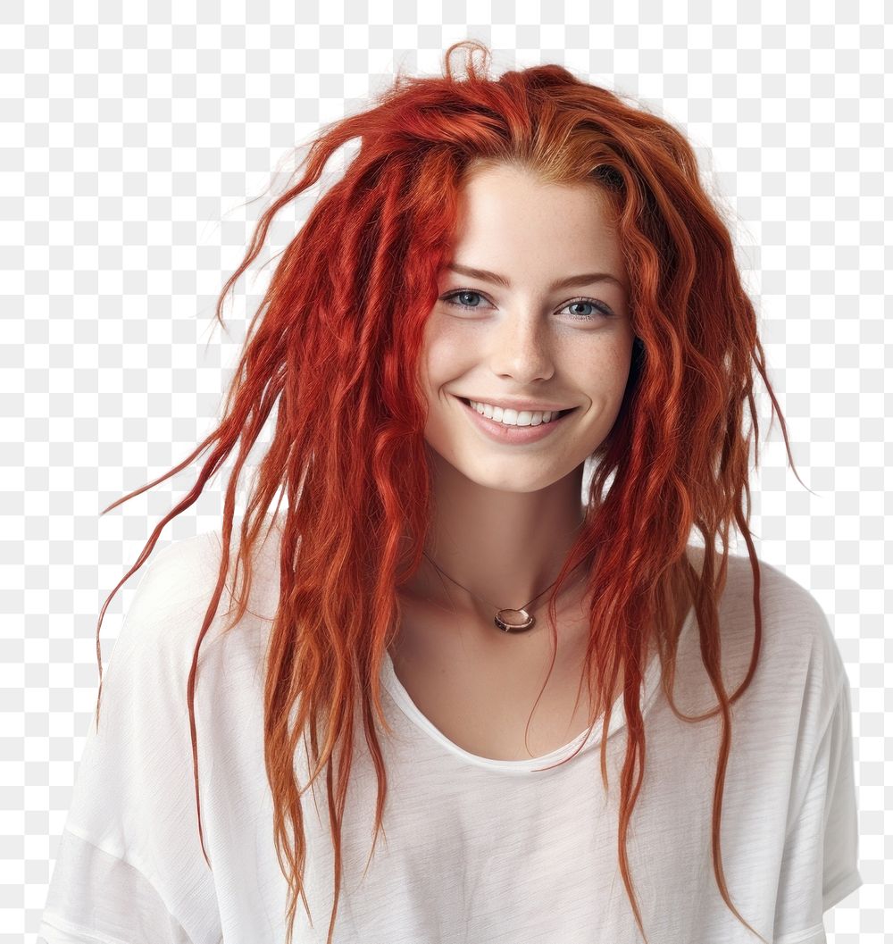 PNG Happy red hair woman dreadlocks portrait adult. AI generated Image by rawpixel.