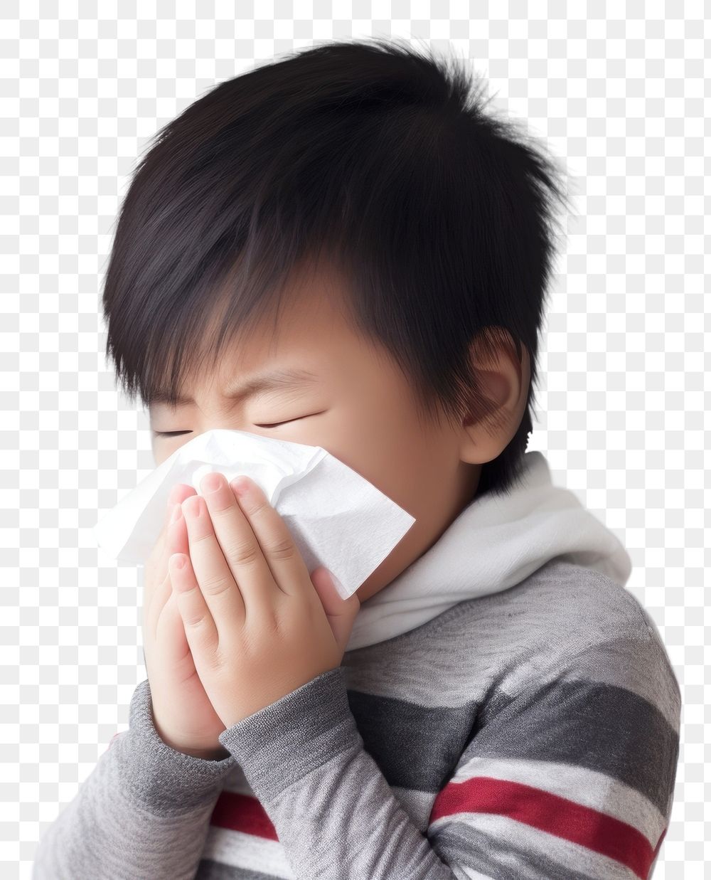 PNG Young asian boy got flu white baby portrait. AI generated Image by rawpixel.