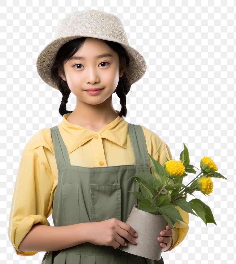 PNG Young asian girl flower plant adult. AI generated Image by rawpixel.