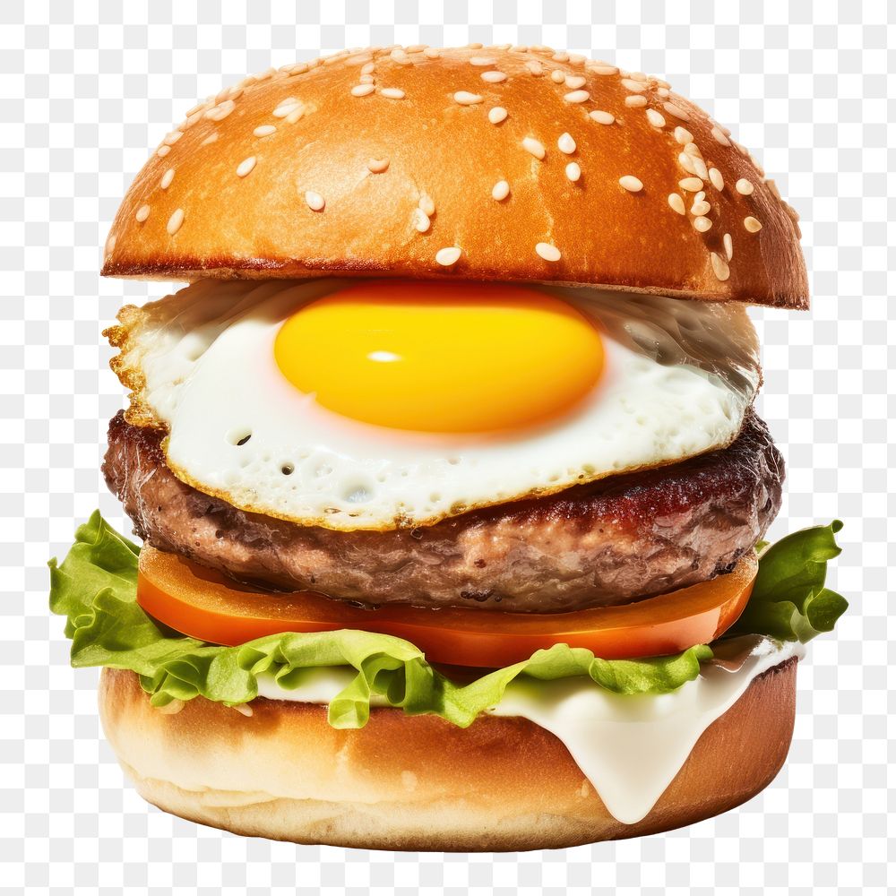 PNG Fried egg burger food hamburger vegetable. 