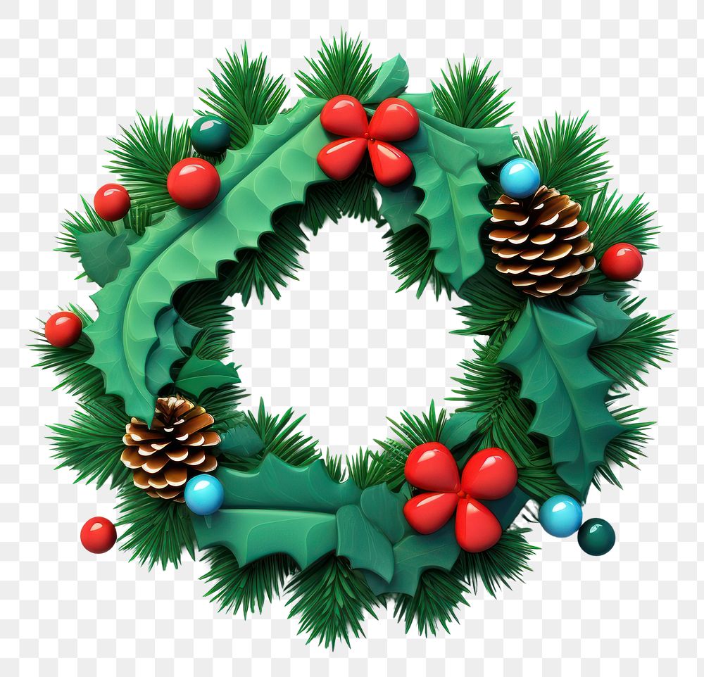 PNG Christmas wreath  celebration decoration. 