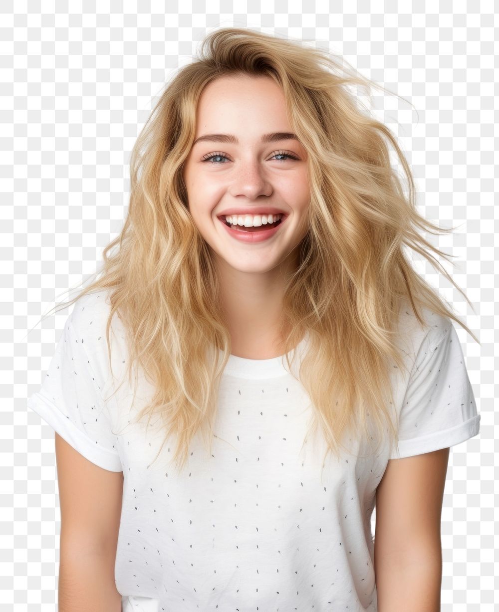 PNG Laughing smiling blonde smile. AI generated Image by rawpixel.