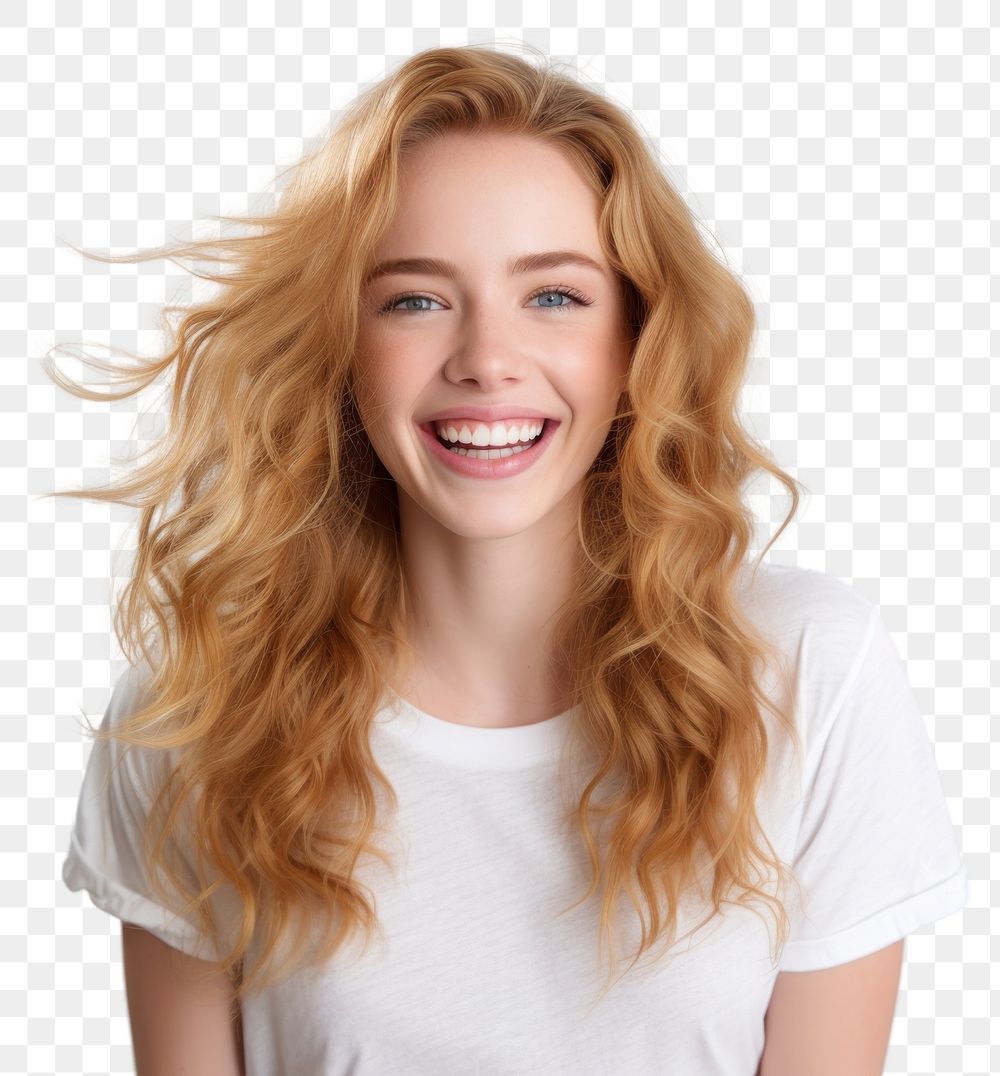 PNG Portrait smiling blonde smile. AI generated Image by rawpixel.