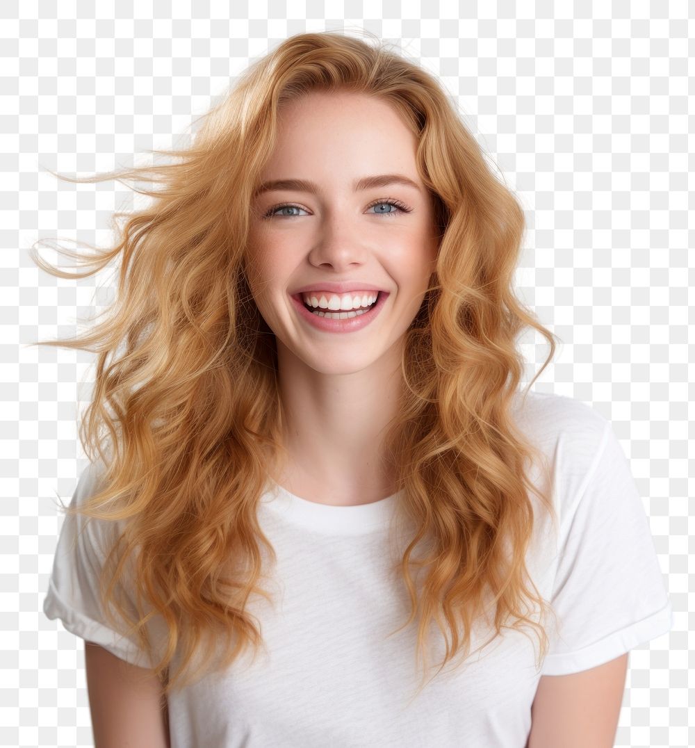 PNG Portrait smiling blonde smile. 