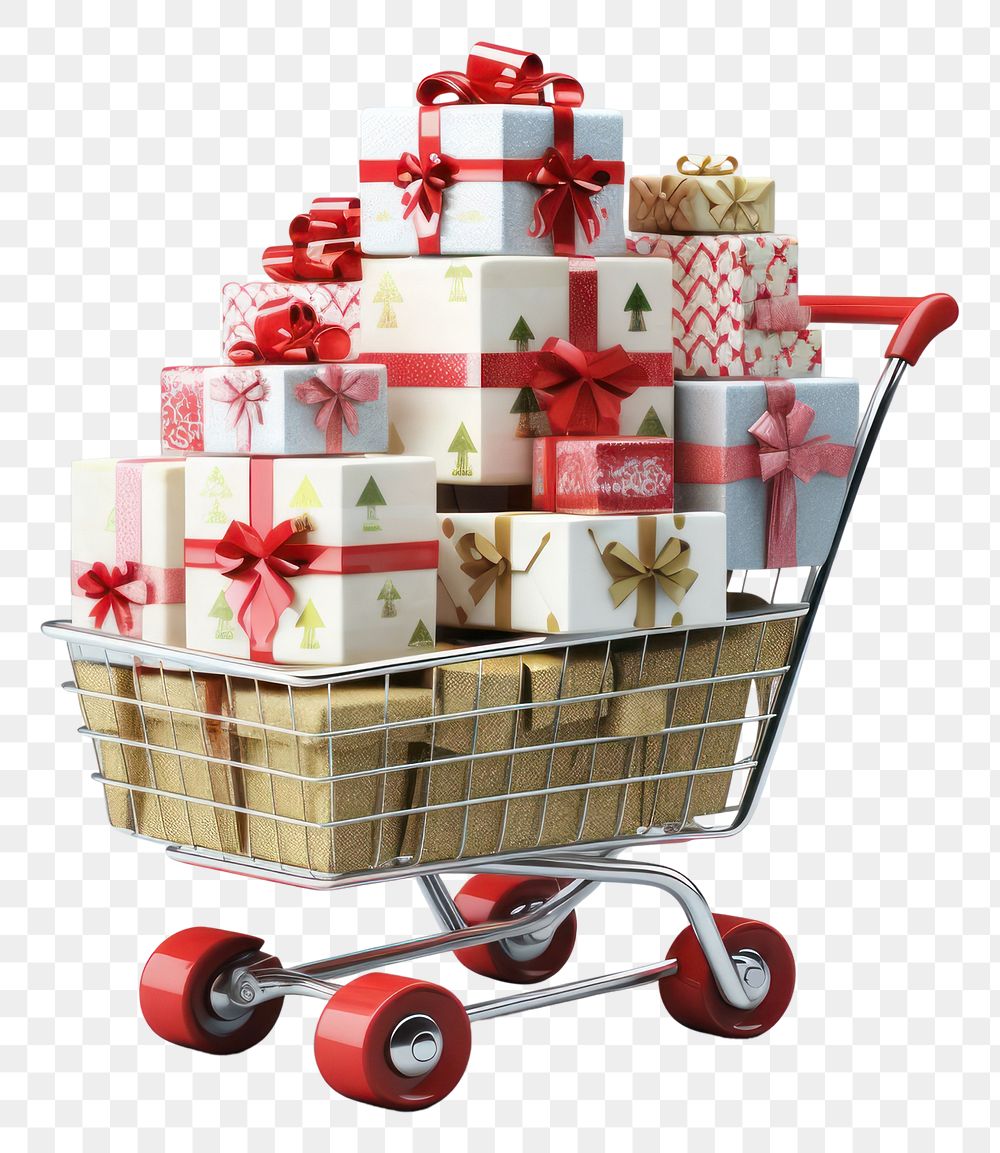 PNG Christmas gift cart box. AI generated Image by rawpixel.