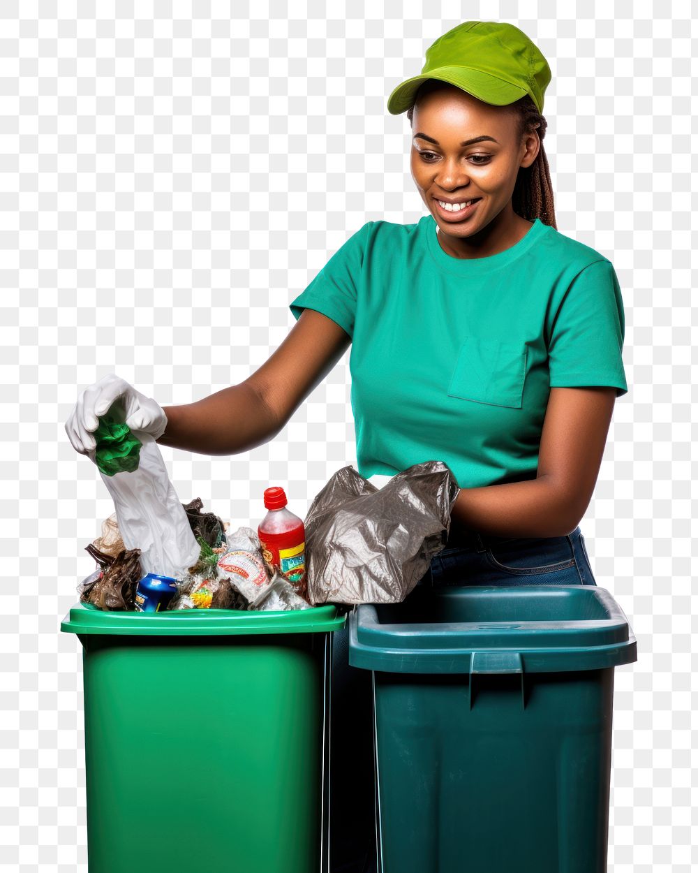 PNG Recycling garbage adult woman. AI generated Image by rawpixel.