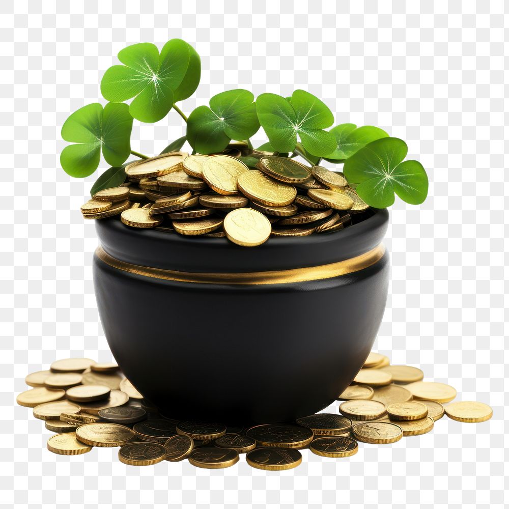 PNG Gold coins money plant leaf. AI generated Image by rawpixel.