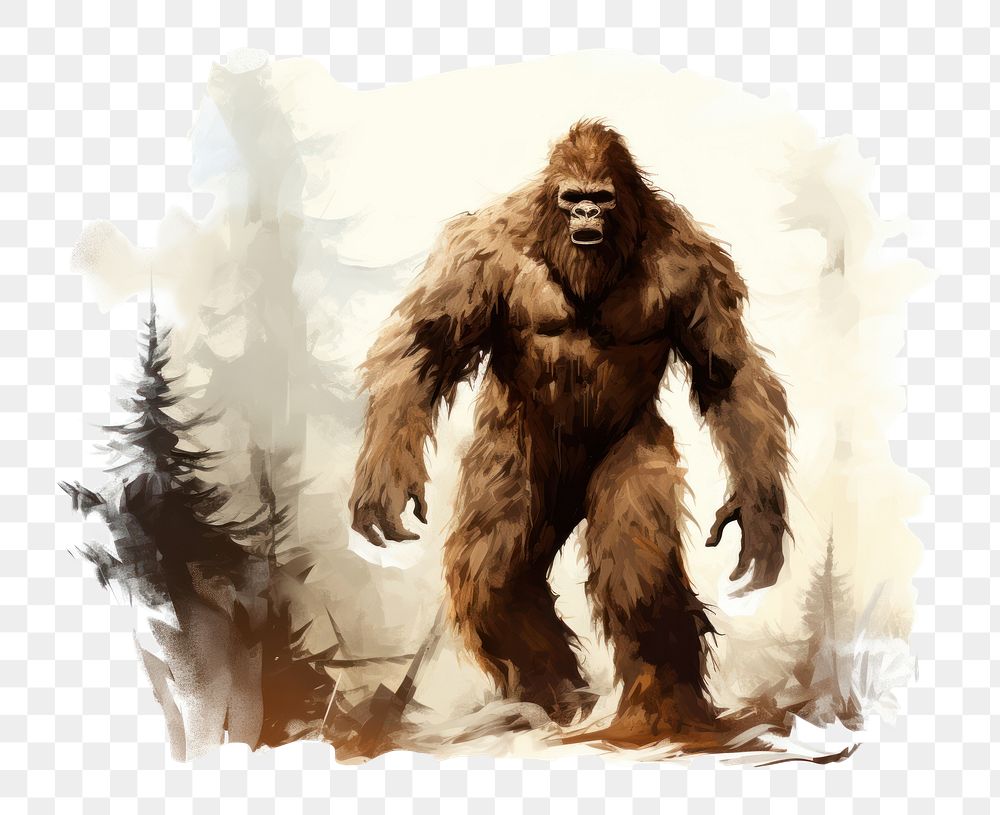 PNG Bigfoot drawing mammal ape. AI generated Image by rawpixel.