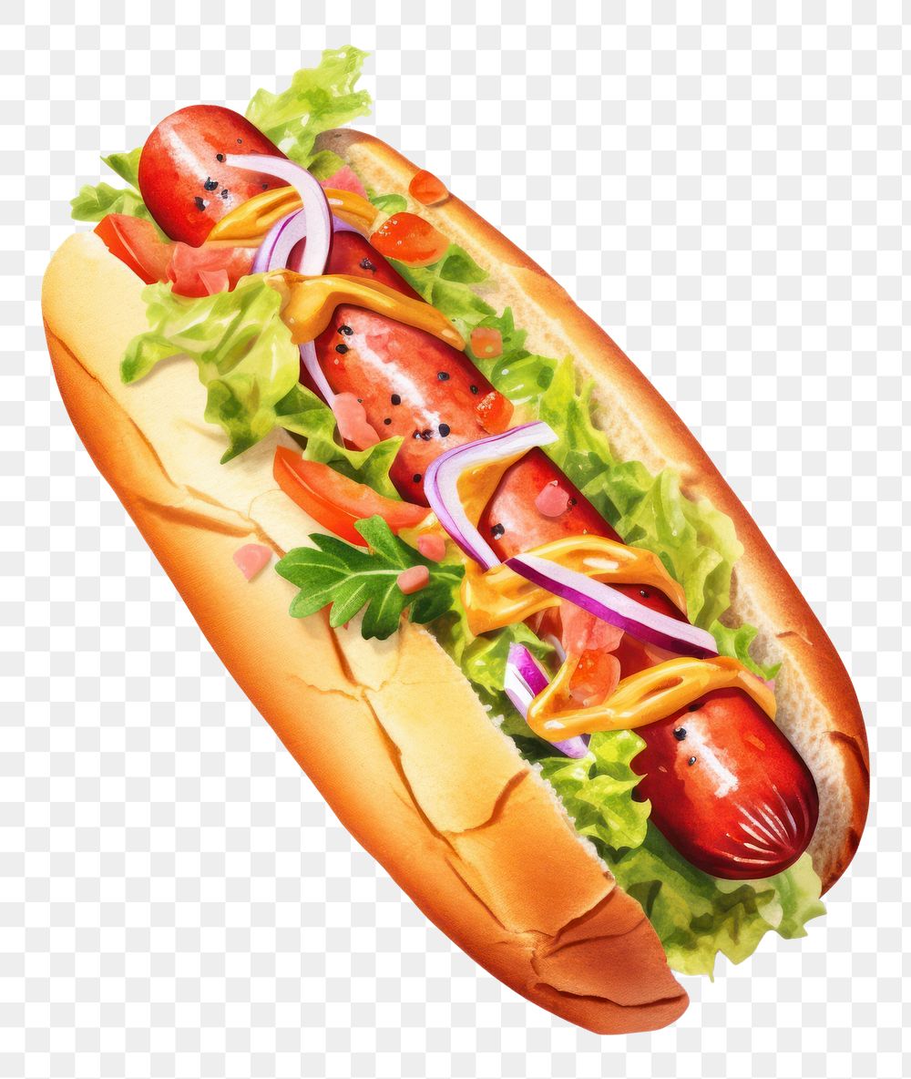 PNG Hot dog american style food white background medication. AI generated Image by rawpixel.