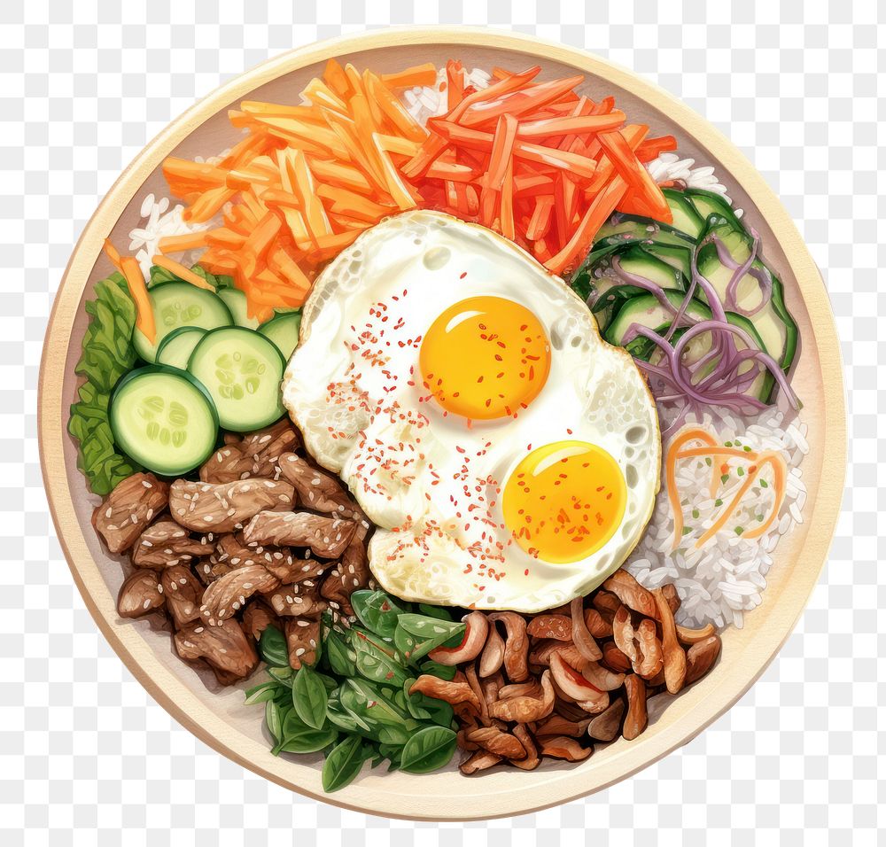 PNG Bibimbap lunch plate meal. AI generated Image by rawpixel.