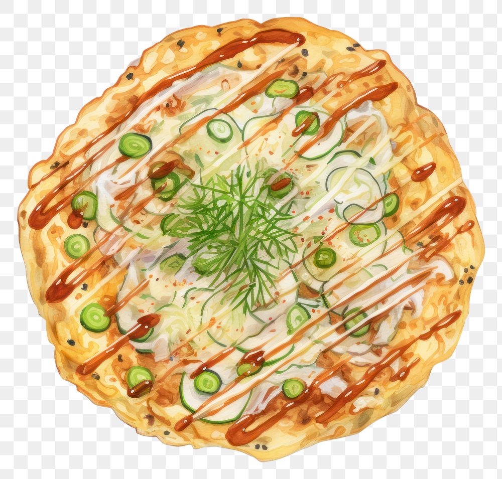 PNG Okonomiyaki food pizza meal dish. AI generated Image by rawpixel.