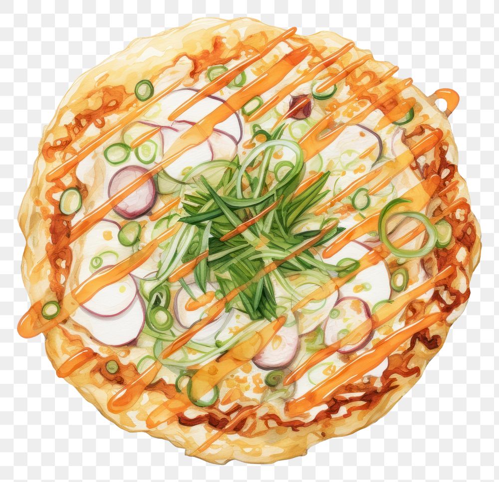 PNG Okonomiyaki food pizza meal tart. AI generated Image by rawpixel.