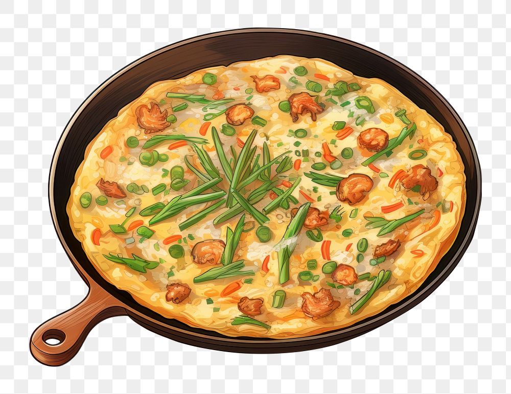 PNG Haemul Pajeon frittata plate food. AI generated Image by rawpixel.