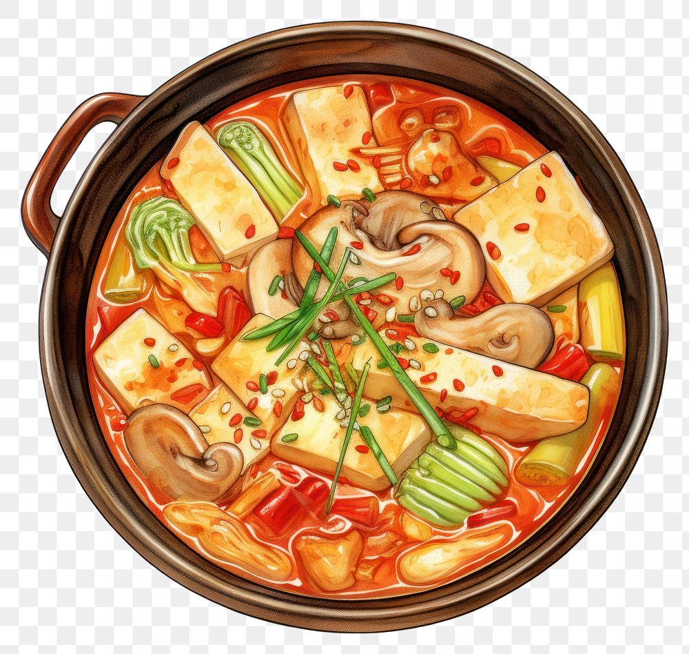 PNG Doenjang jjigae food plate meal soup. AI generated Image by rawpixel.